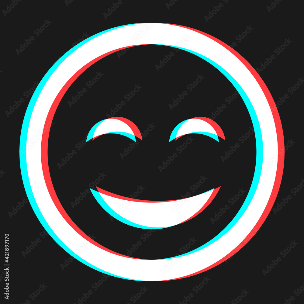Cartoon smile emoticon symbol, icon in 3d effect with blue and red color Cartoon smile emoticon symbol, icon in 3d effect with blue and red color