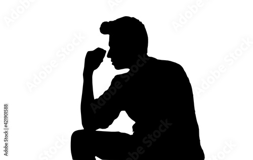 Silueta de hombre joven de perfil