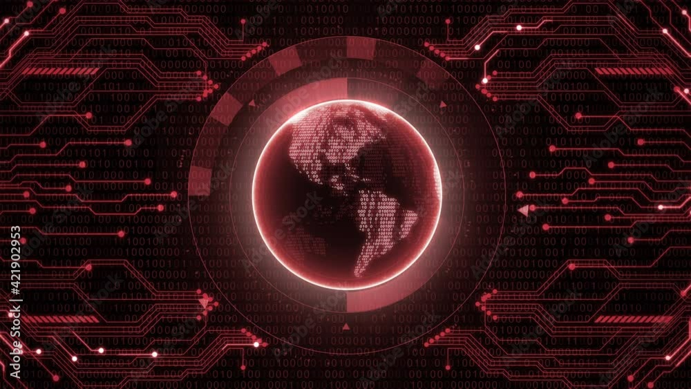 Red Earth Globe HUD Animation Loop Background