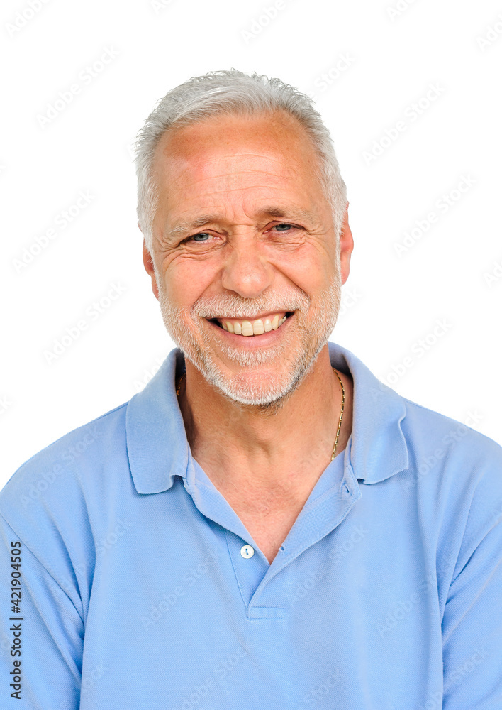 Portrait of a happy mature man over white background. Portrait of a happy mature man over white background.