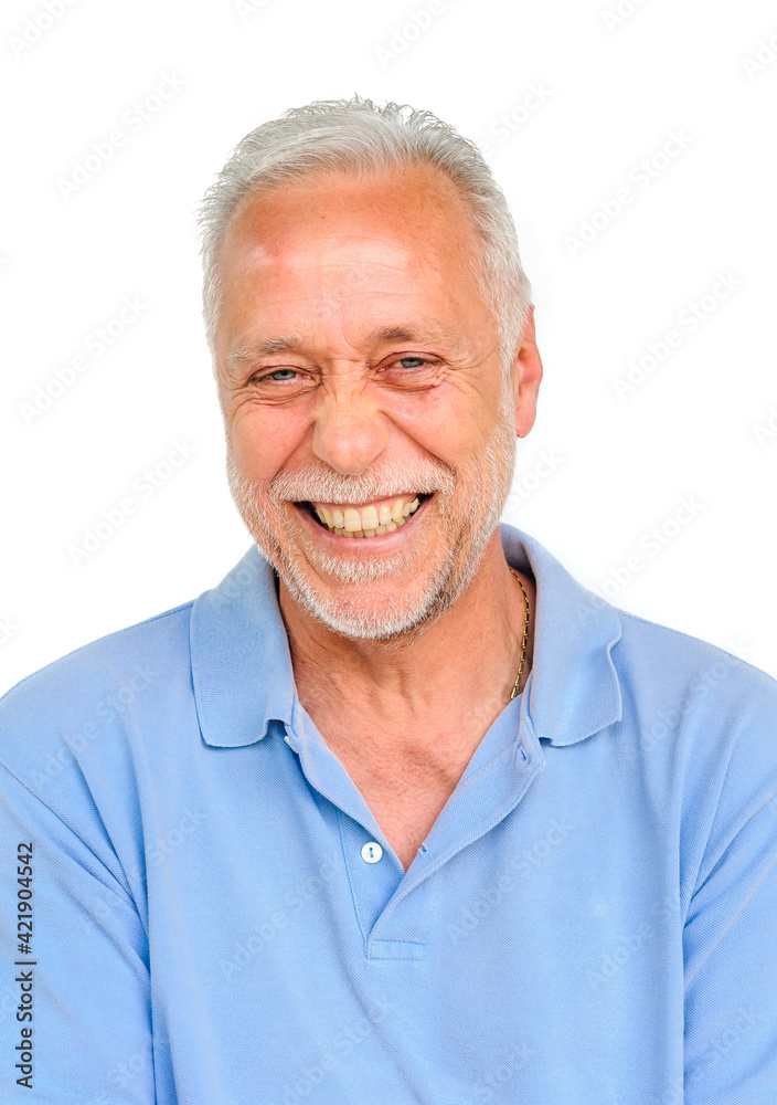 Portrait of a happy mature man over white background. Portrait of a happy mature man over white background.