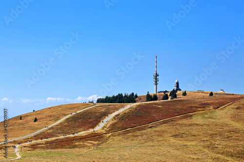 Canvas-taulu Feldberg Is A Mountain Peak In The Black Forest With Tv Tower.