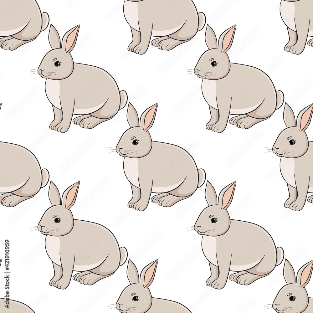 Fototapeta premium vector graphic seamless pattern with rabbits 2