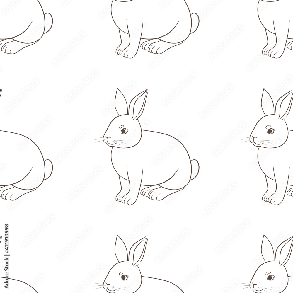 vector graphic seamless pattern with rabbits