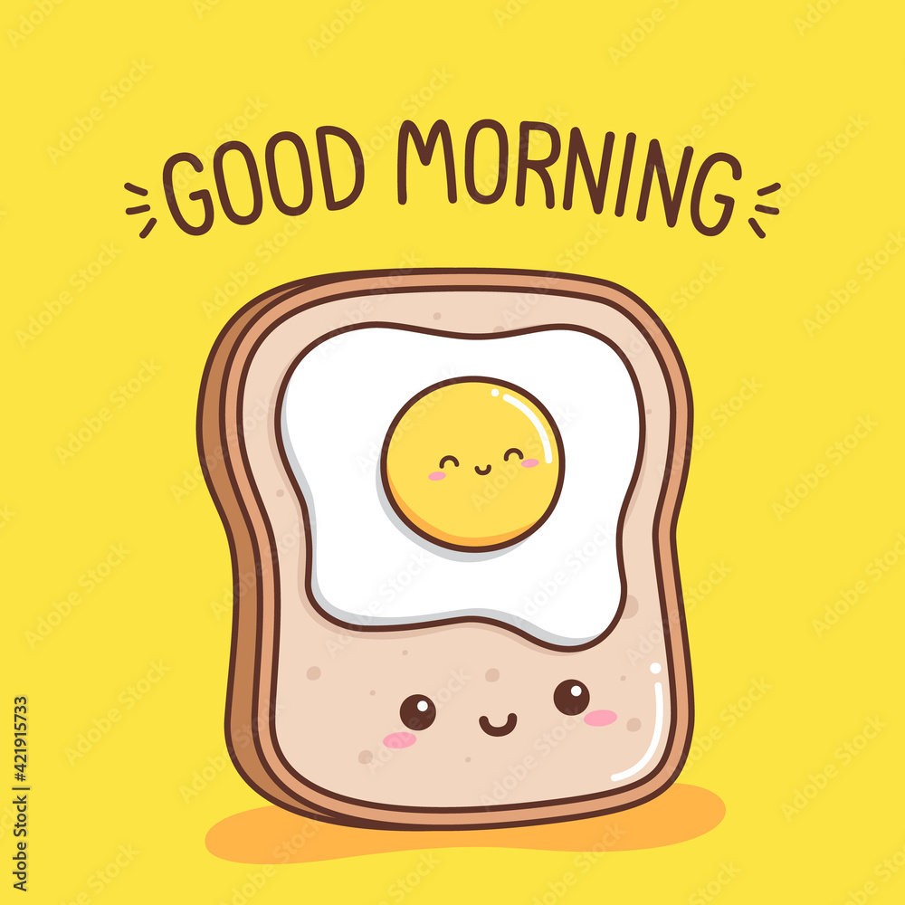 kawaii bread with egg in yellow kawaii bread with egg in yellow
