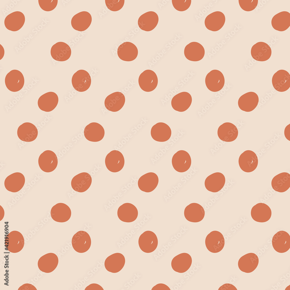 Hand drawn polka dots vector seamless pattern.Abstract geometric organic polka dot texture.Messy polka dot background.Simple rough dotted irregular point backdrop.Childish decorative illustration. Hand drawn polka dots vector seamless pattern.Abstract geometric organic polka dot texture.Messy polka dot background.Simple rough dotted irregular point backdrop.Childish decorative illustration.