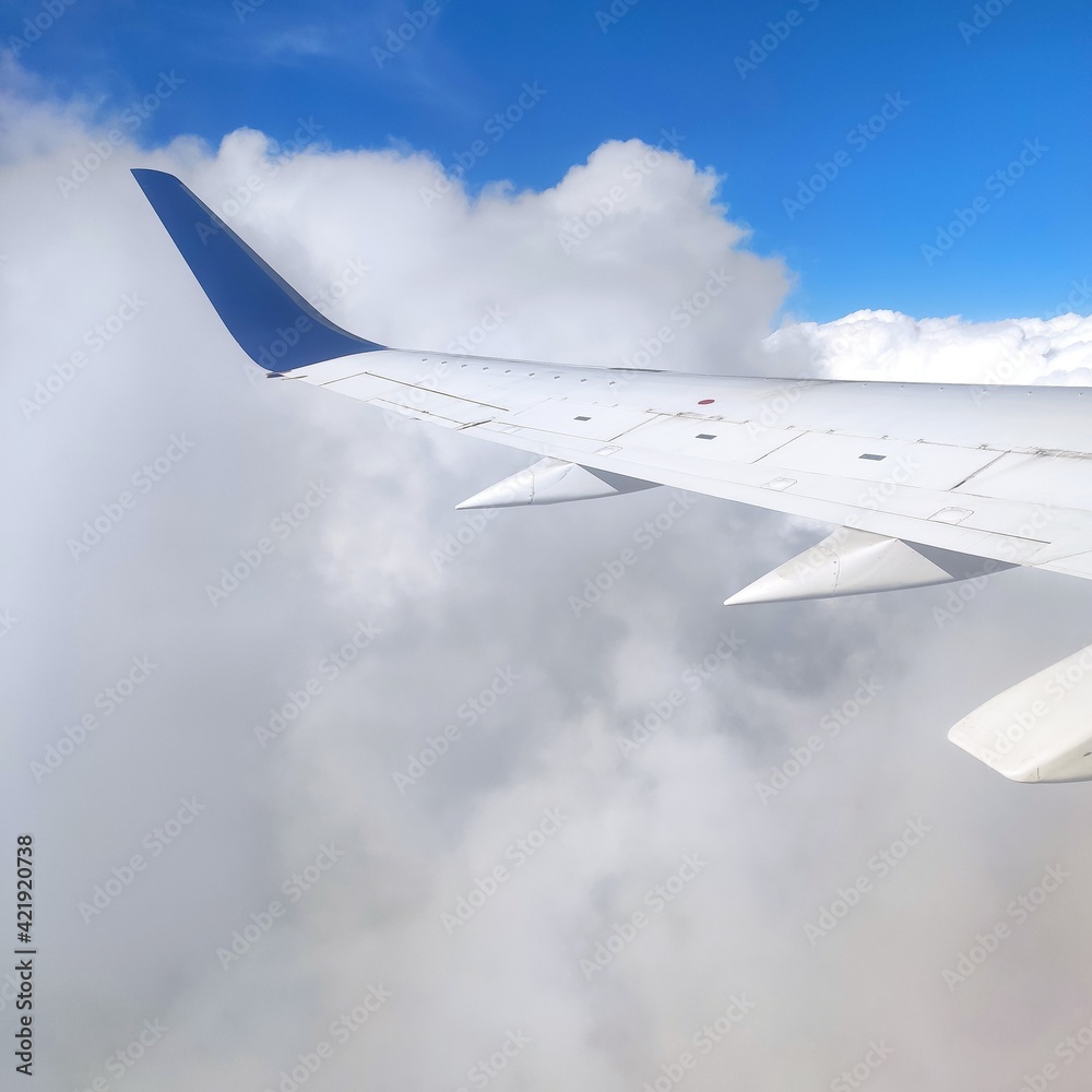 Obraz premium Avión viajando por las nubes