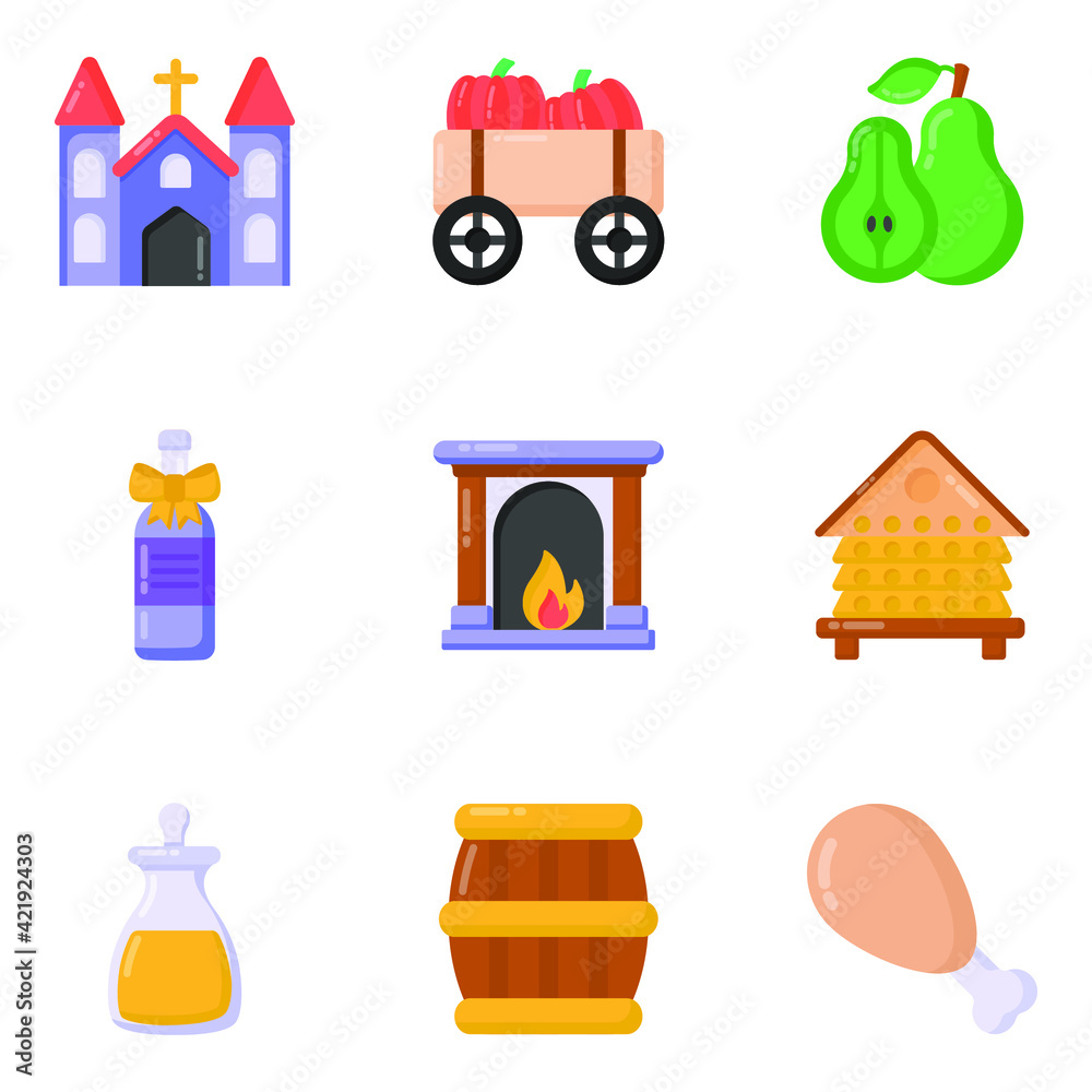 Pack of Food and Architecture Flat Icons
Pack of Food and Architecture Flat Icons