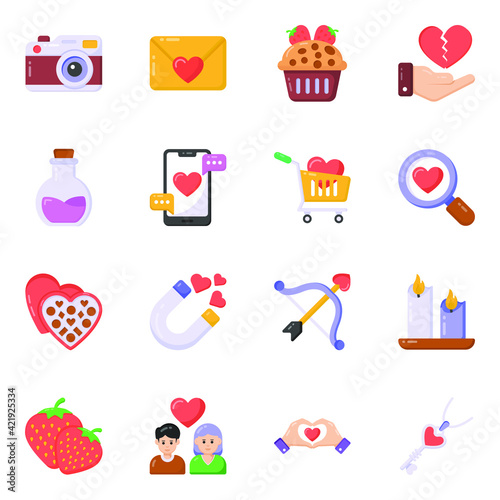 Set of Valentine's Day Flat Icons
