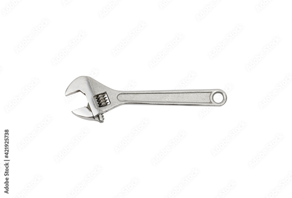 Used Adjustable Wrench Silver White Background Used Adjustable Wrench Silver White Background
