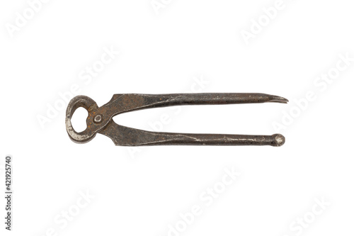 Used Old Rusty Pincers White Background © Anton