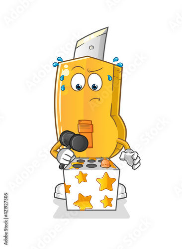 cutter play whack a mole mascot. cartoon vector