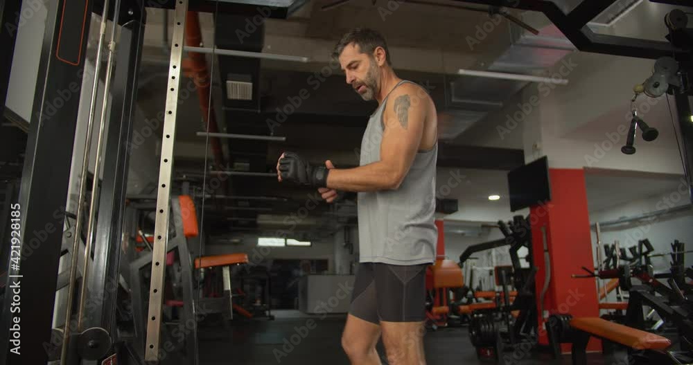 Working out inside a gym Working out inside a gym