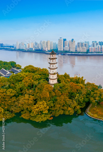 Jiangxin Island and Jiangxin Park, Wenzhou City, Zhejiang Province, China photo