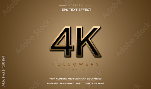 Golden editable 4K number effect text