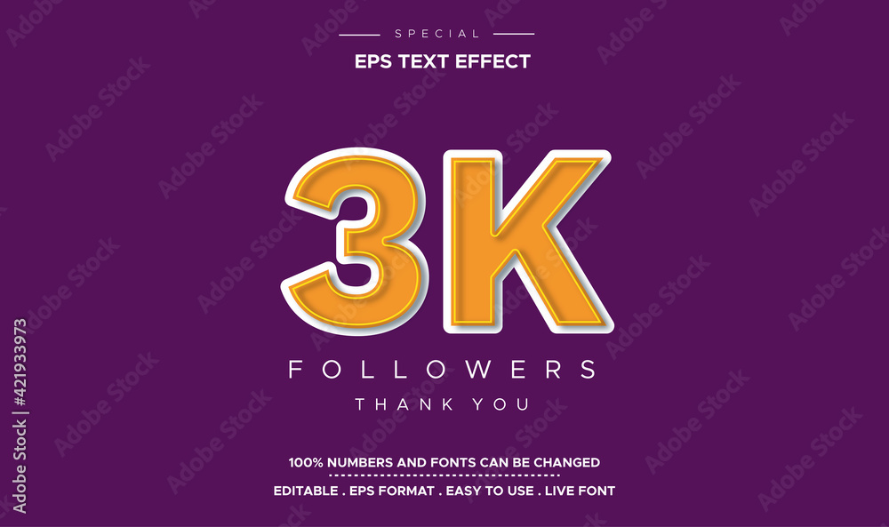 Editable 3K number effect text orange Editable 3K number effect text orange