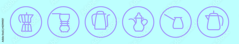 set of coffee cartoon icon design template with various models. vector illustration isolated on blue background set of coffee cartoon icon design template with various models. vector illustration isolated on blue background