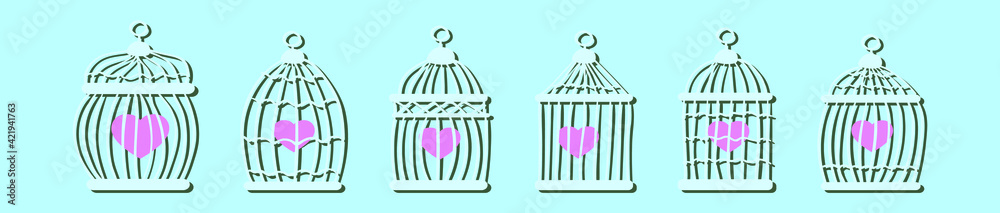 set of bird cage cartoon icon design template with various models. vector illustration isolated on blue background set of bird cage cartoon icon design template with various models. vector illustration isolated on blue background