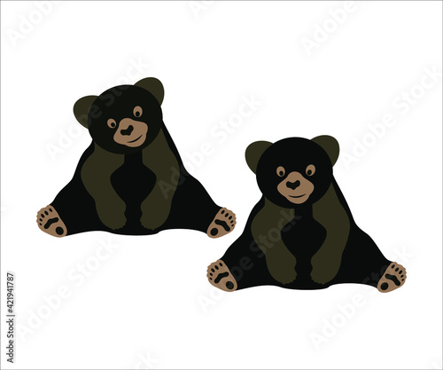 Fototapeta Naklejka Na Ścianę i Meble -  Baby Bear Printable Vector Illustration, Cute baby bear, Baby Bear clipart, Silhouette, Teddy Bear