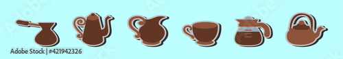 set of coffee cartoon icon design template with various models. vector illustration isolated on blue background