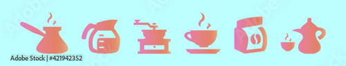 set of coffee cartoon icon design template with various models. vector illustration isolated on blue background