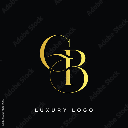 G GB letter design logo logotype icon concept with serif font and classic elegant style look vector