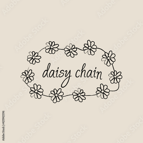 daisy chain, flowers, floral, logo, transparency, pencil drawing
 