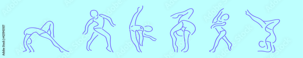 Fototapeta premium set of gymnastic cartoon icon design template with various models. vector illustration isolated on blue background
