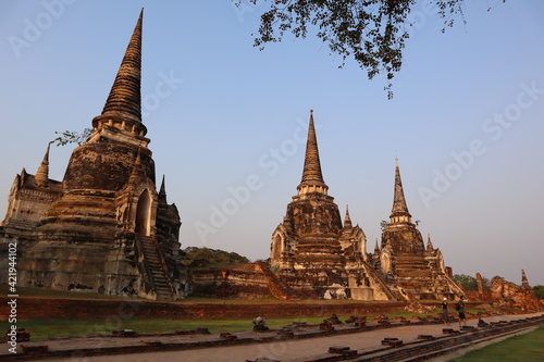 タイ、アユタヤにある歴史的で文化的な古代の建築物