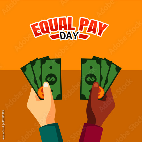vector graphic of equal pay day good for equal pay day celebration. flat design. flyer design.flat illustration.