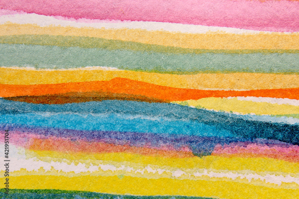 Macro Colorful Wavy Watercolor Lines