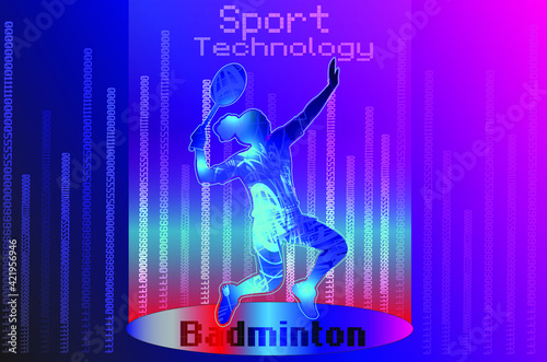 Badminton sport background design. Website landing page. Template for apps. Technology. Vector illustration.