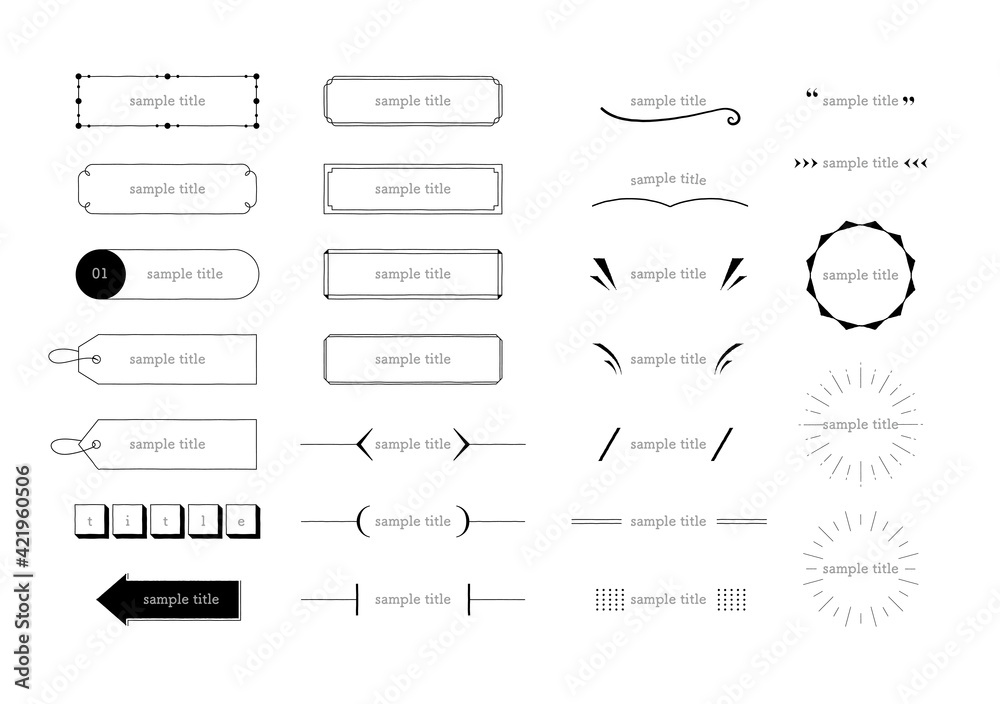 見出し フレーム 飾り罫 細線イラストセット D 手書き風 Stock Vector Adobe Stock