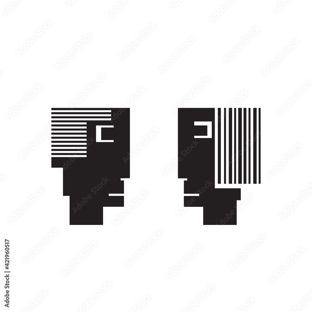 couple face to face in Bauhaus style