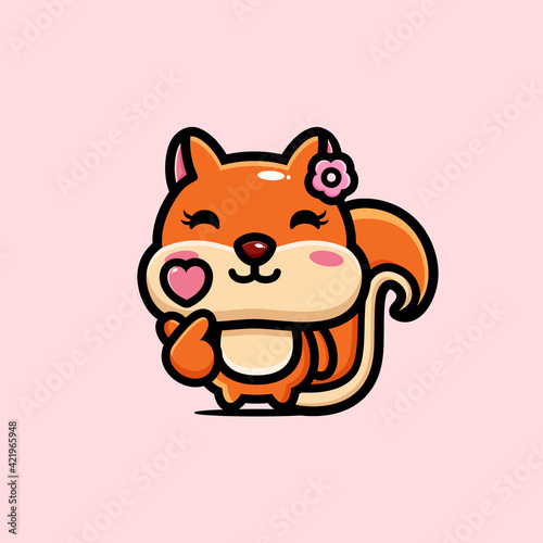 cartoon cute female squirrel animal vector design