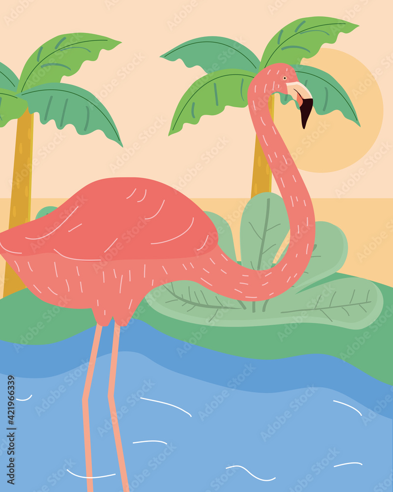 Fototapeta premium tropic flamingo beach