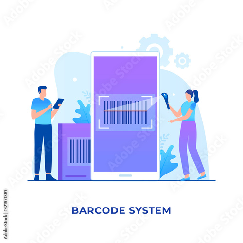 Flat illustration barcode scanning concept. Illustration for websites, landing pages, mobile applications, posters and banners