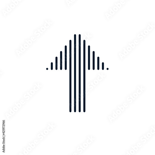 Arrow from lines . The concept of team improvement of the result. Vector icon isolated on white background.