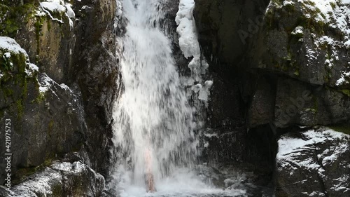 Close up  scenic video at Bosumarne falls, Canada, British Columbia photo