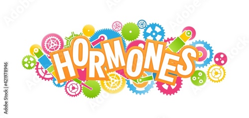 concept mechanism human hormones emblem