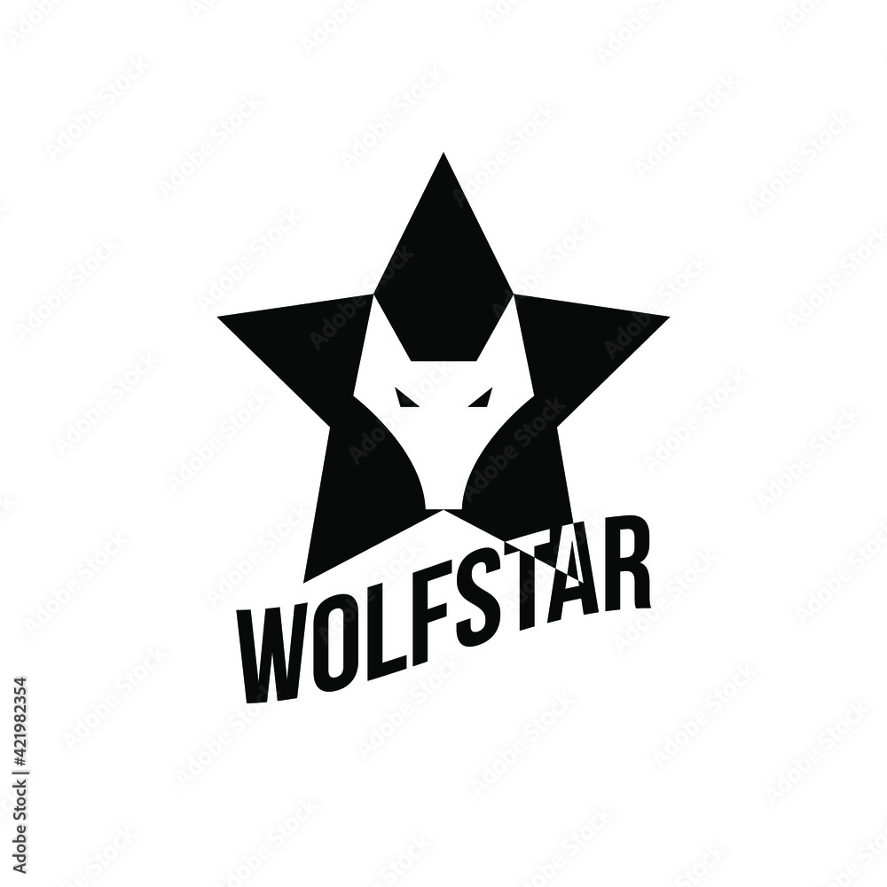 Obraz premium Wolf star logo vector icon illustration