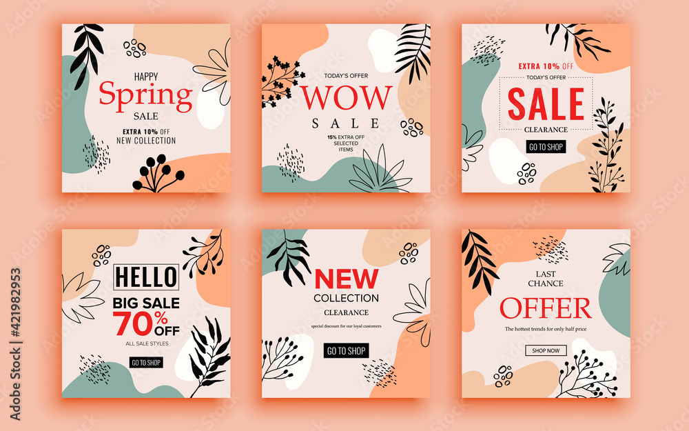 Naklejka premium Set of sale banner template design. Vector illustration.