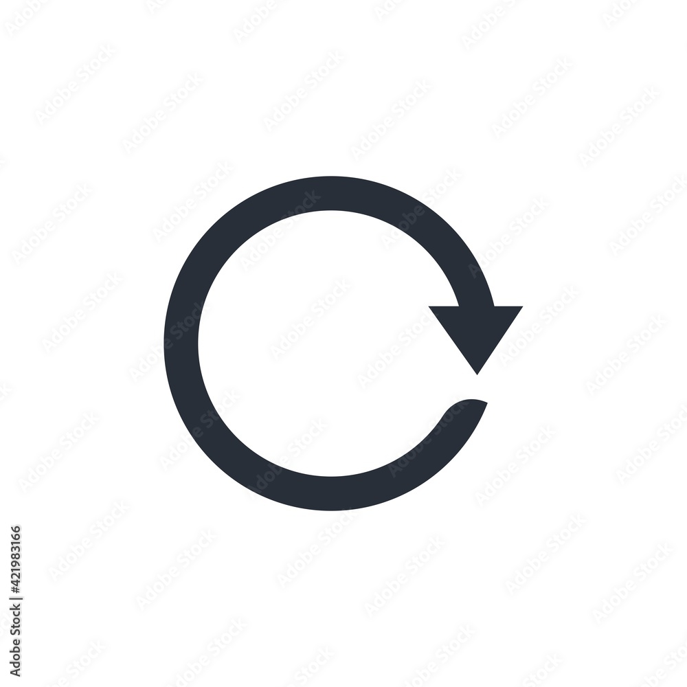 Arrow circular motion. Refresh or add. Process execution. Vector illustration isolated on white background. Arrow circular motion. Refresh or add. Process execution. Vector illustration isolated on white background.