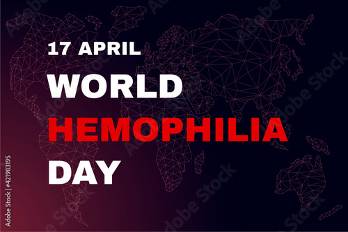 World Hemophilia Day concept. Banner template with glowing low poly. Futuristic modern abstract background. Isolated on dark background. Vector illustration.