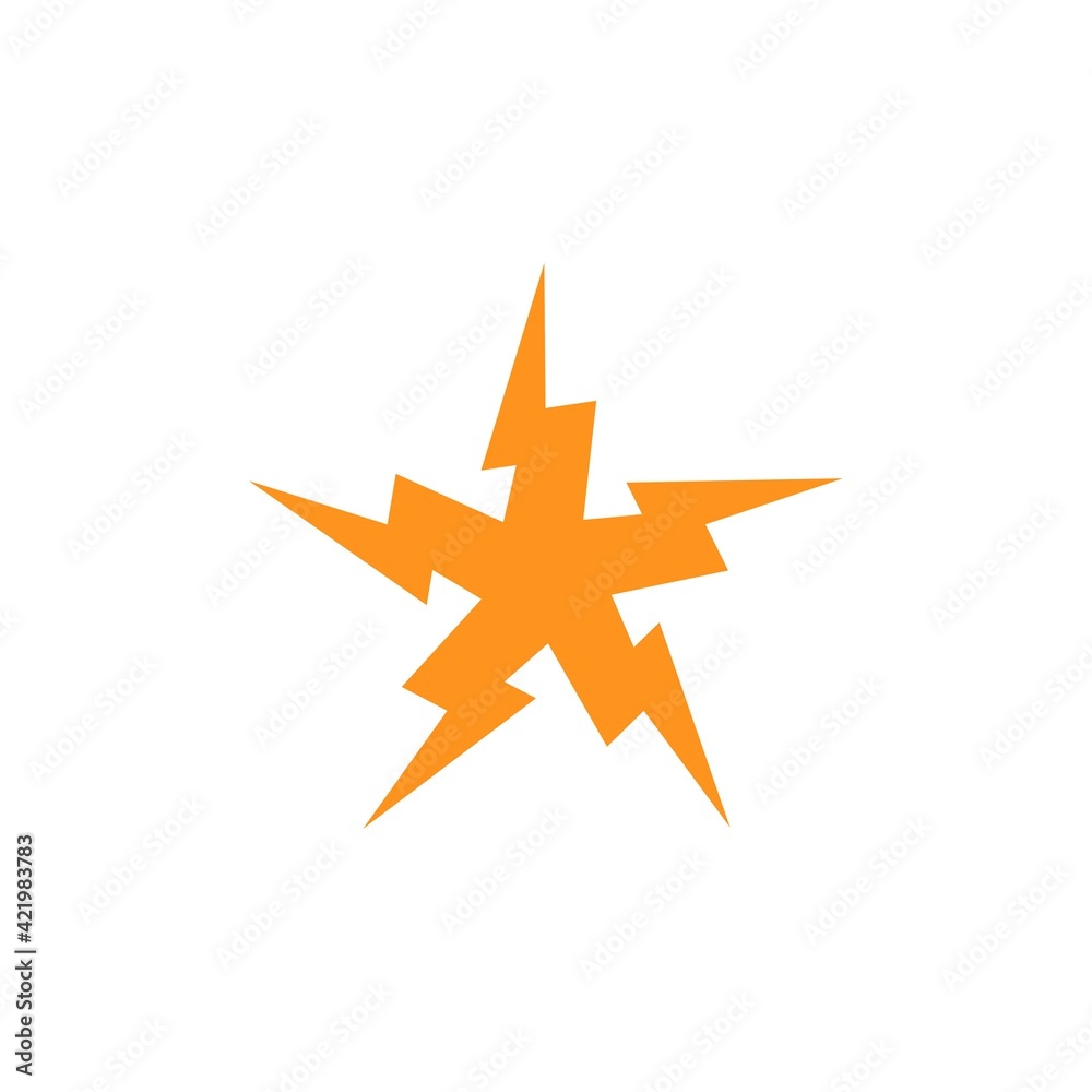 Fototapeta premium Electric Thunder Star Logo, 5 Electricity Symbol Vector for Power Energy Supply