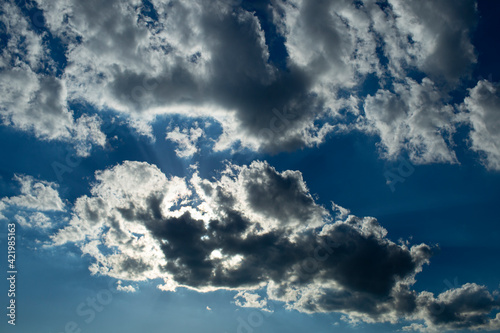 Cloud sky background. Cloudy storm. White clouds in sky.
