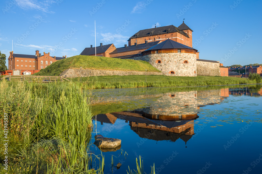 View of the ancient fortress-prison of the Hameenlinna city on a sunny July morning. Finland