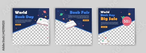 World Book Day. World book day big sale poster and banner template. Banners vector for social media ads, web ads, business messages, discount flyers and big sale banner.