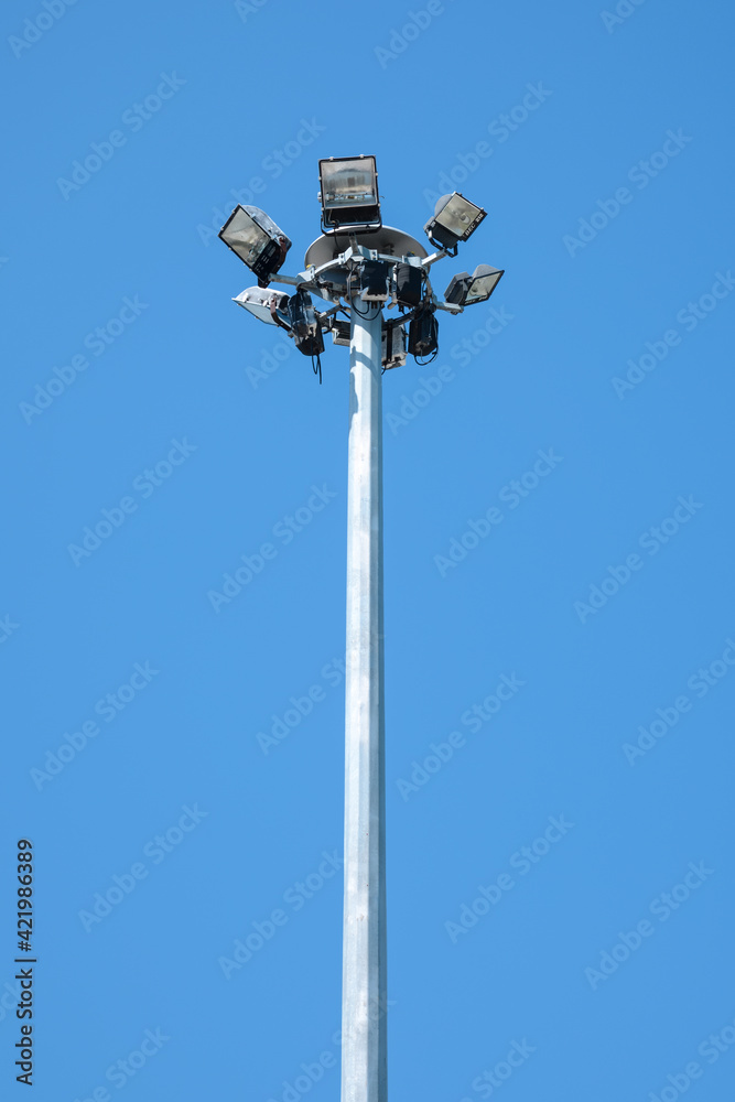 spotlight post with clear blue sky spotlight post with clear blue sky