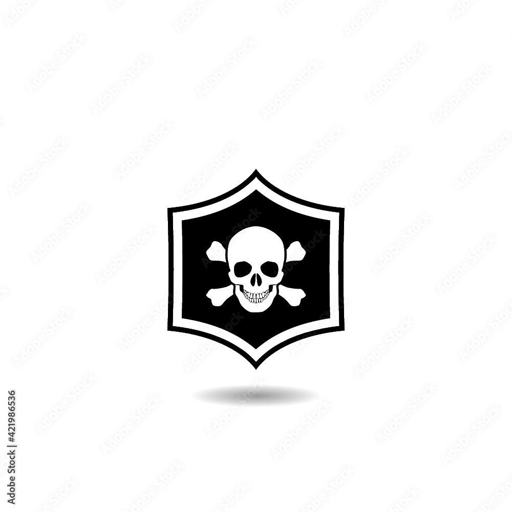 Pirate skull and bones icon with shadow Pirate skull and bones icon with shadow
